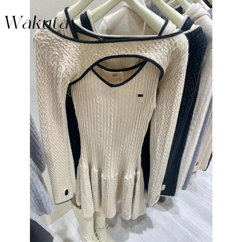 WAKUTA Ϻ ī  ƮƮ ö ȣ ߰  Ҹ  巹  Y2K ̴ Ʈ Bodycon Vestidos 